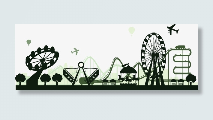 黑色扁平游乐场剪影免抠