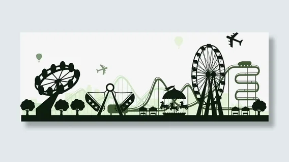 黑色扁平游乐场剪影免抠