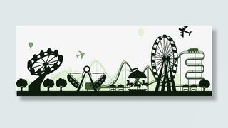 黑色扁平游乐场剪影免抠