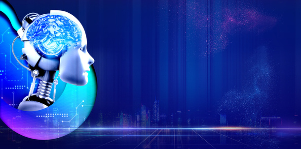 科技背景机器人粒子光效科技数据免抠