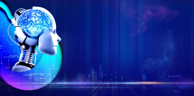 科技背景机器人粒子光效科技数据免抠