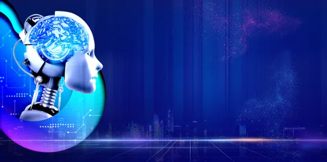 科技背景机器人粒子光效科技数据免抠