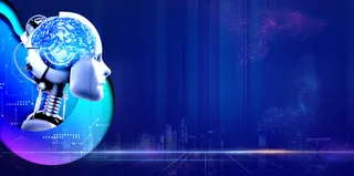 科技背景机器人粒子光效科技数据免抠