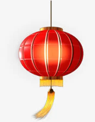 手绘红色光效灯笼免抠