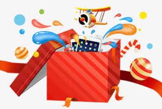 卡通装满东西礼盒免抠