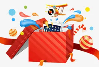 卡通装满东西礼盒免抠