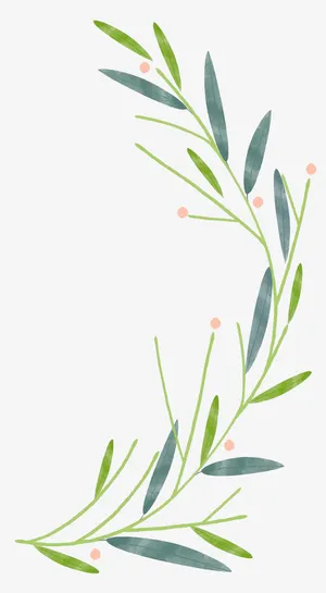 水彩画植物树叶卡通效果免抠