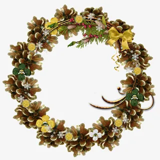 漂亮咖啡色花环免抠