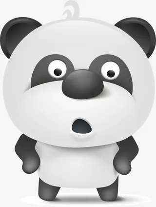 呆萌黑白熊猫免抠