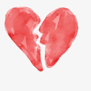 破裂的爱心水彩图免抠