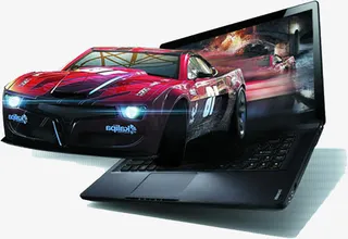 春天简约黑色笔记本电脑免抠