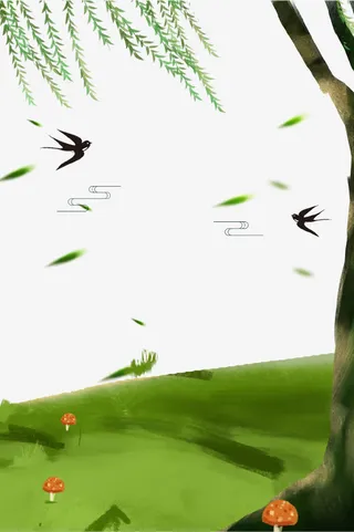 绿色创意柳树春季海报背景
