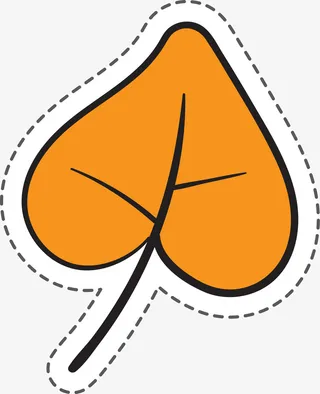 橙色树叶卡通贴纸免抠