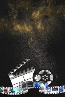 黑色洒金胶卷电影海报背景素材高清