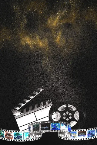 黑色洒金胶卷电影海报背景素材高清