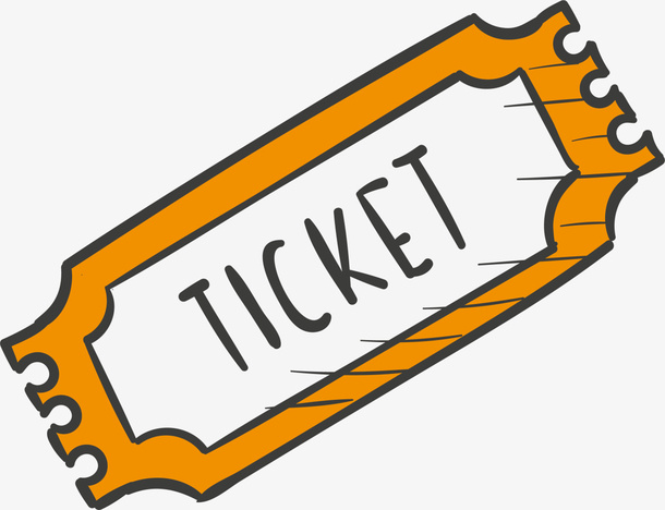 黄色复古电影院票据免抠