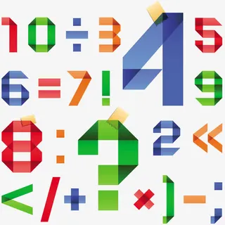 折纸趣味数字符号艺术字免抠