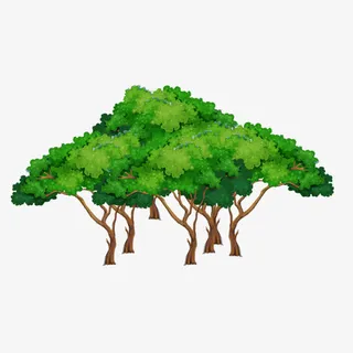卡通手绘绿色小树林免抠