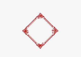 中国风红色剪纸边框免抠