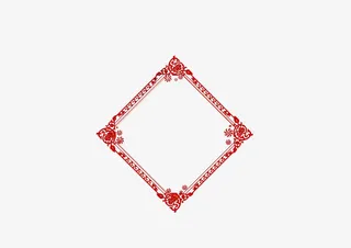 中国风红色剪纸边框免抠