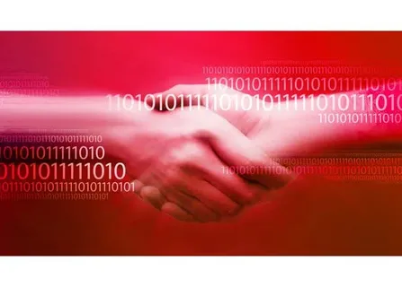 红色背景上的握手