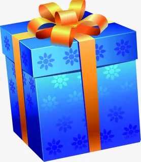 蓝色礼盒卡通送礼装饰免抠