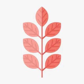 红色的树叶和树枝免抠