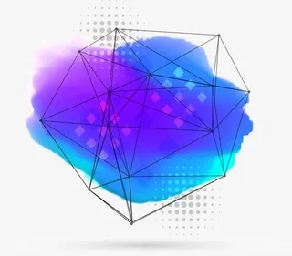 蓝色水彩几何结构免抠