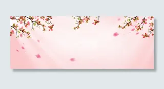 桃花节文艺小清新渐变粉banner高清