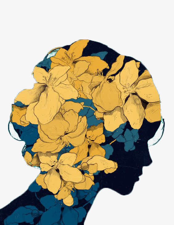 女人头上的花剪影免抠