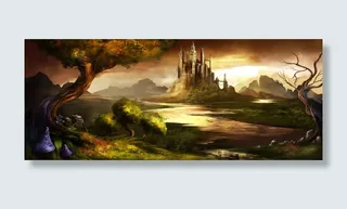 仙境黄色宽屏壁纸免抠