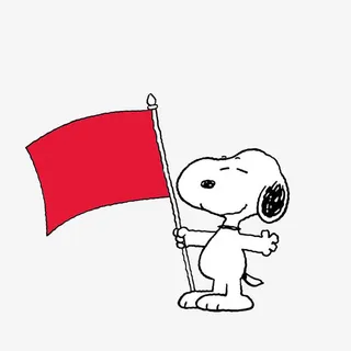 卡通拿着旗子的史努比素材免抠