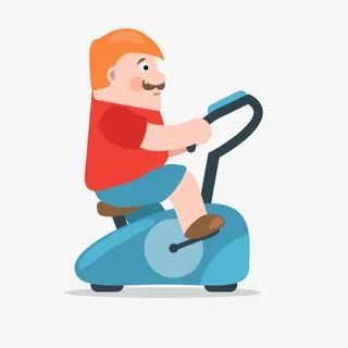 手绘卡通健身小胖墩免抠