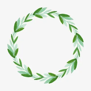 手绘绿叶花环免抠