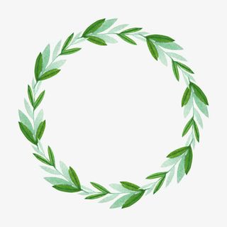 手绘绿叶花环免抠