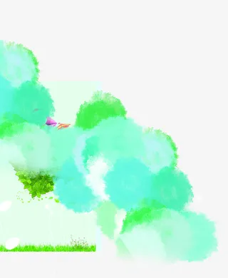 蓝色春天时尚墨迹免抠