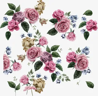 春天多彩花朵装饰免抠