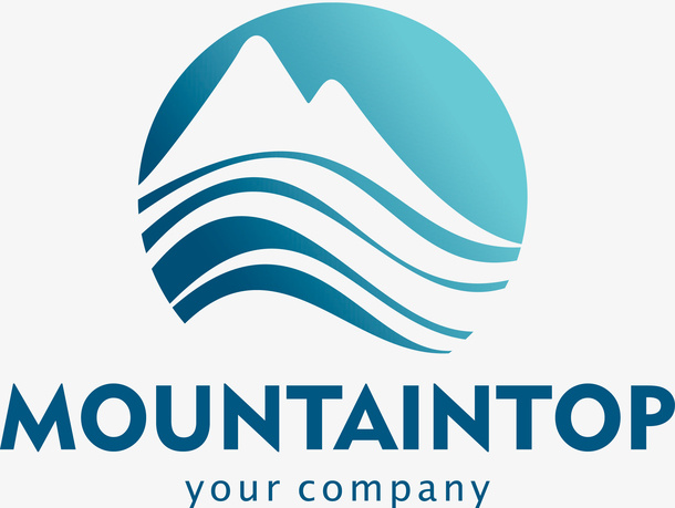 蓝色创意山脉设计图免抠