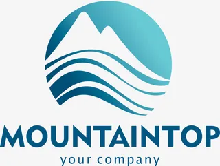 蓝色创意山脉设计图免抠