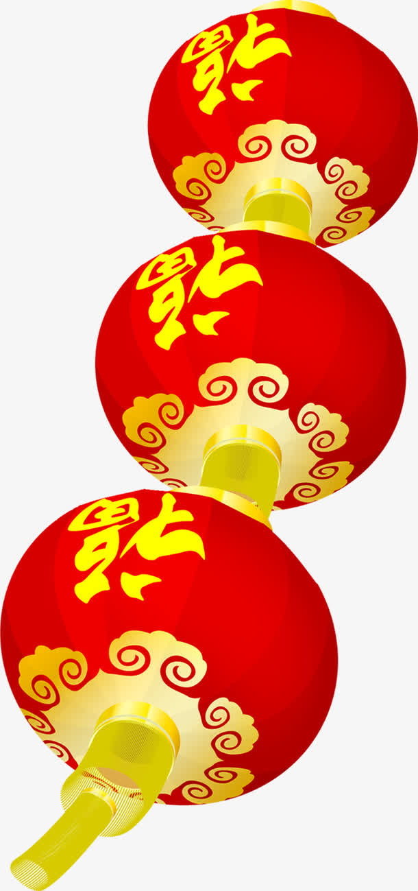 红色手绘灯笼福字免抠