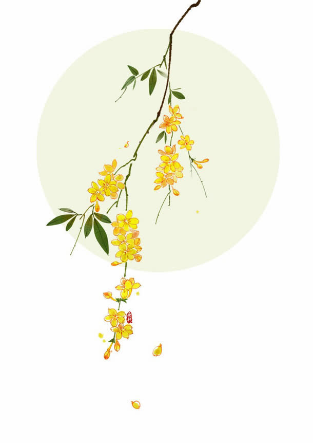 黄色花朵花卉高清月亮免抠