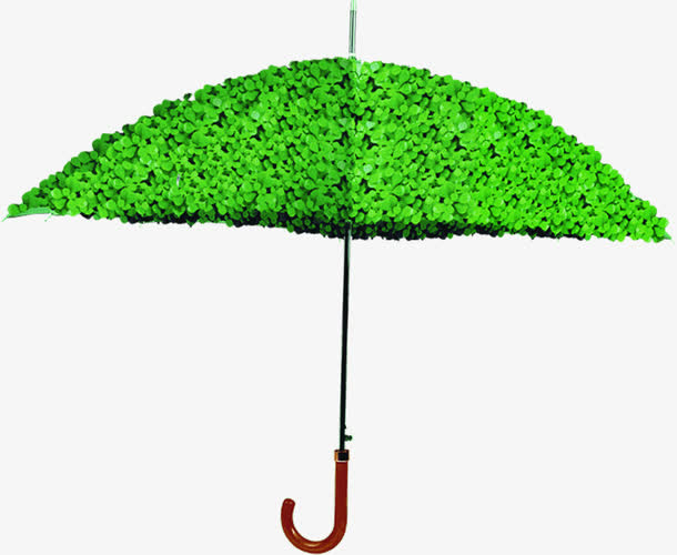 绿色树叶合成雨伞免抠