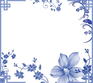 唯美中国风边框青花瓷底纹花边背景模板高清