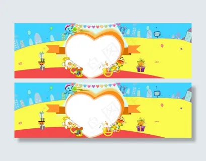 简约炫彩卡通儿童背景banner图