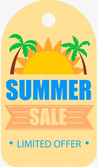 夏日活动促销标签免抠
