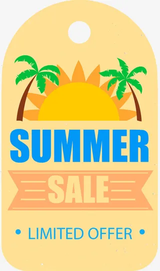 夏日活动促销标签免抠