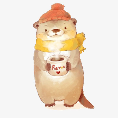 可爱冬日水獭免抠