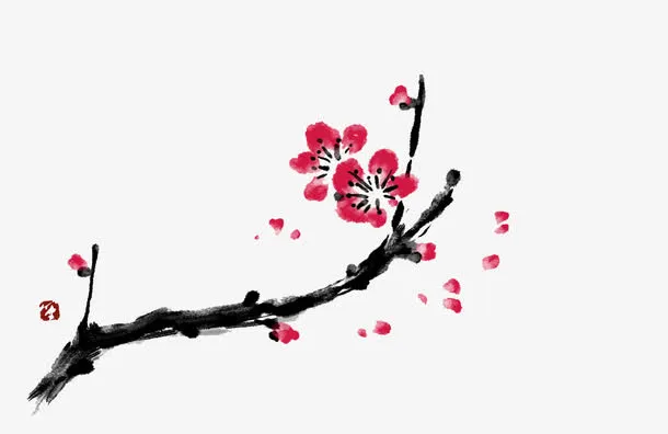 手绘梅花免抠