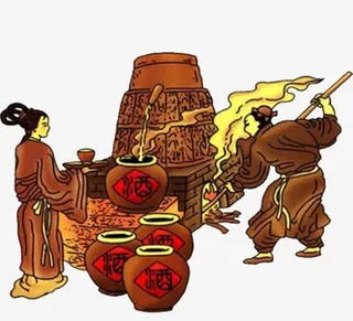 中国风彩色手绘白酒制作免抠