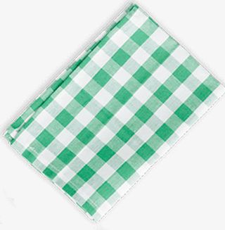 一块绿灰白色方格餐布免抠